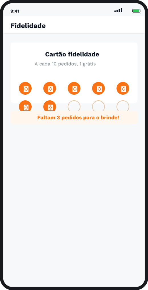 Tela do app: Programa de Fidelidade