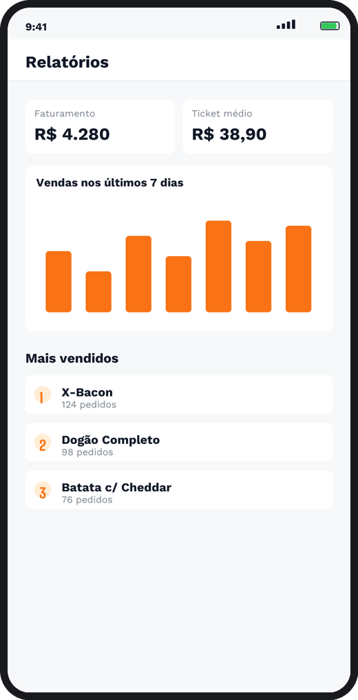 Tela do app: Relatórios de Vendas